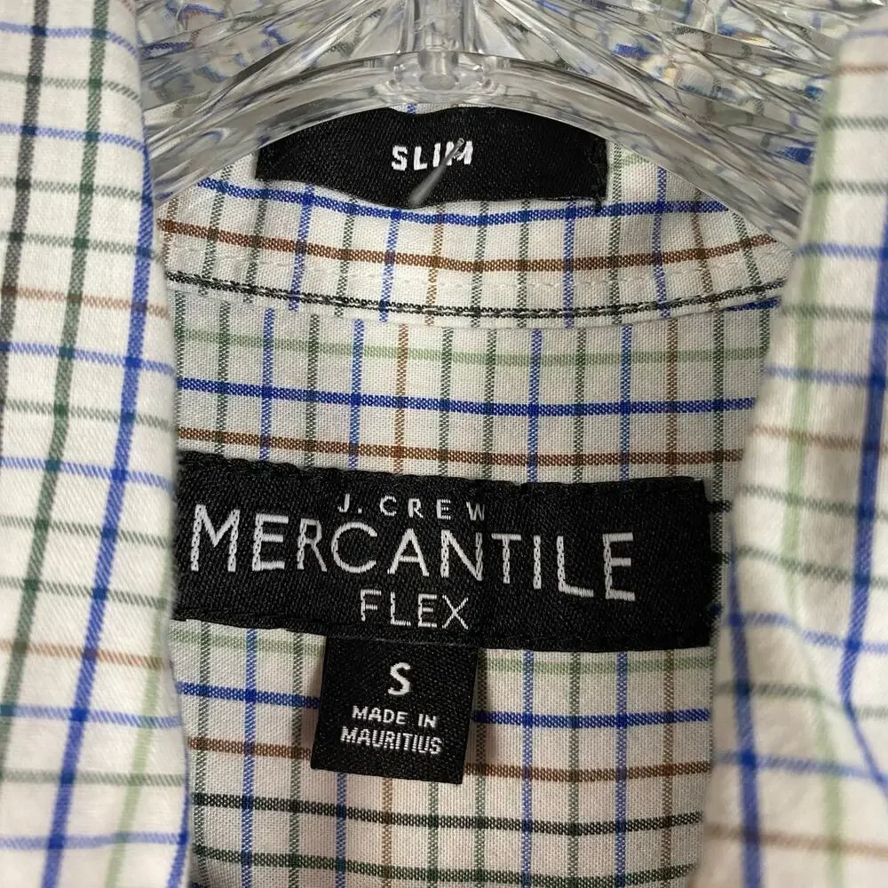 J Crew Mercantile Flex Slim Button Down Plaid Multicolor Shirt Mens Size Small